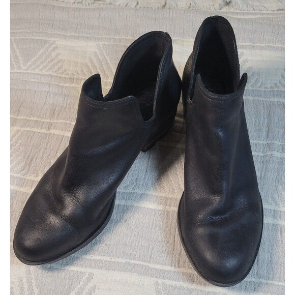 Sorel Women’s Lea Wedge Bootie Black Waterproof Leather Ankle Boots Size 10 US - Picture 6 of 10